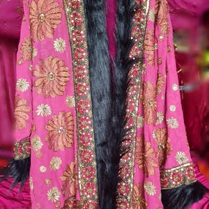 Vintage India recycled upcycled sari saree coat sparkling gold & bronze beads Velvet lining Sequins Floral Embroidered Dusty Pink OOAK #5