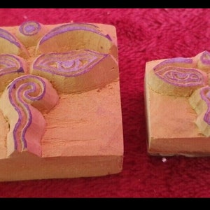 Buddha Eyes - by The Little Box of Magick - 2 hand carved wooden stamps w/ a Buddhist Buddha theme Buddha Symbols Buddha eye