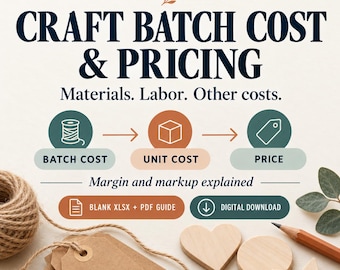 Craft Pricing Calculator Spreadsheet | Batch & Unit Costs, Margin vs Markup | Handmade Product Planner | XLSX + PDF