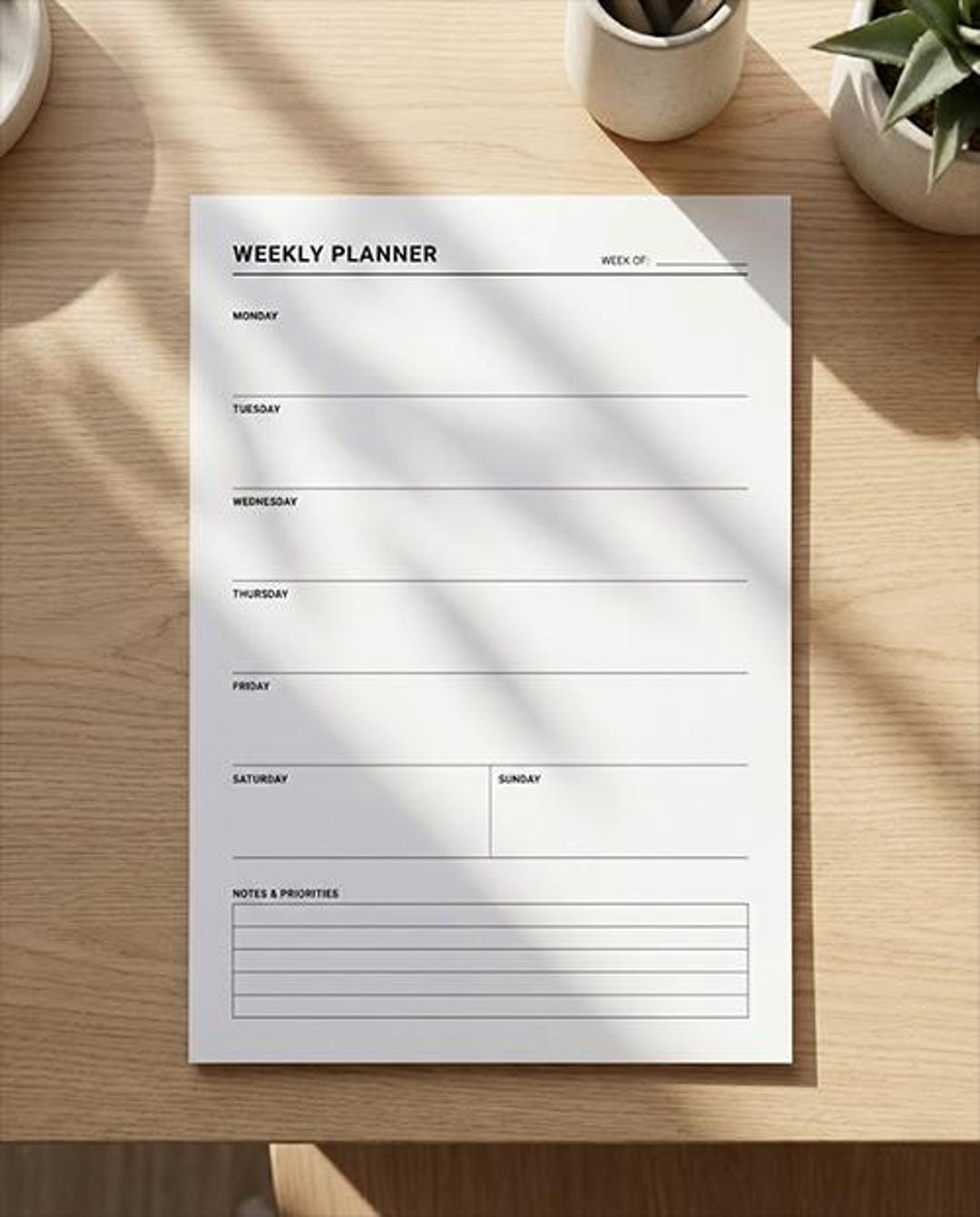 Minimal Weekly Planner Printable PDF | Portrait Weekly Planner ...