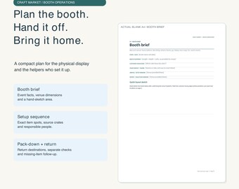 Craft Market Booth Setup Planner | Editable DOCX + Printable PDF | Pack-Down & Helper Handoff | A4 + US Letter