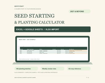 Seed Starting Spreadsheet 2027, Frost Date Calculator, Excel & Google Sheets (XLSX)