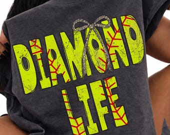 Diamond Life Softball Stitch Leopard Bow Doodle Desgastado, PNG solamente