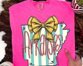 Coquette de Arkansas Glitter Stripes & Bows, PNG solamente