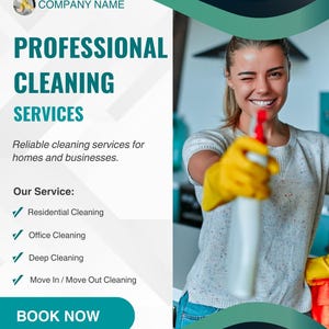Cleaning Services Flyer Template | Editable Canva Business Flyer | Professional Cleaning Poster | Instant Download
