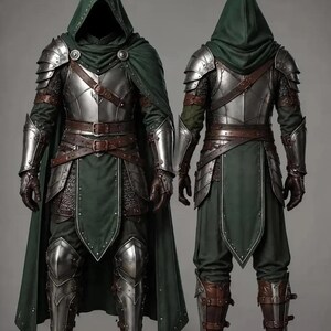 Medieval Knight Forest Ranger Armor Set, Hooded Costume, Wearable Steel LARP Reenactment Outfit