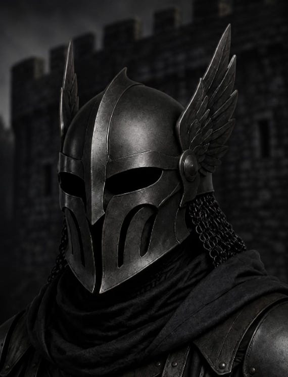 Dark Winged Knight Helmet | Gothic Fantasy Warrior Cosplay Armor