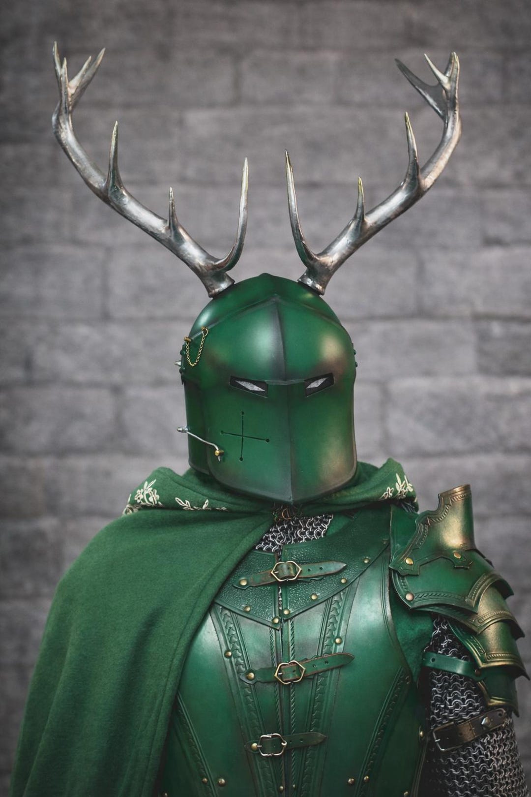 Handcrafted Antler Barbuta Helmet, Medieval Steel Knight Armor, Cosplay Renaissance Costume