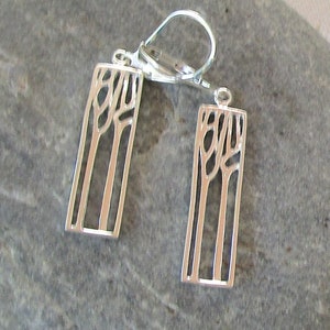Rectangular Sihoulette Trees Earrings, Delicate Sterling Silver Everyday Earring, Timeless, Nature, Outdoors, Everyday Earrings, Lightweight