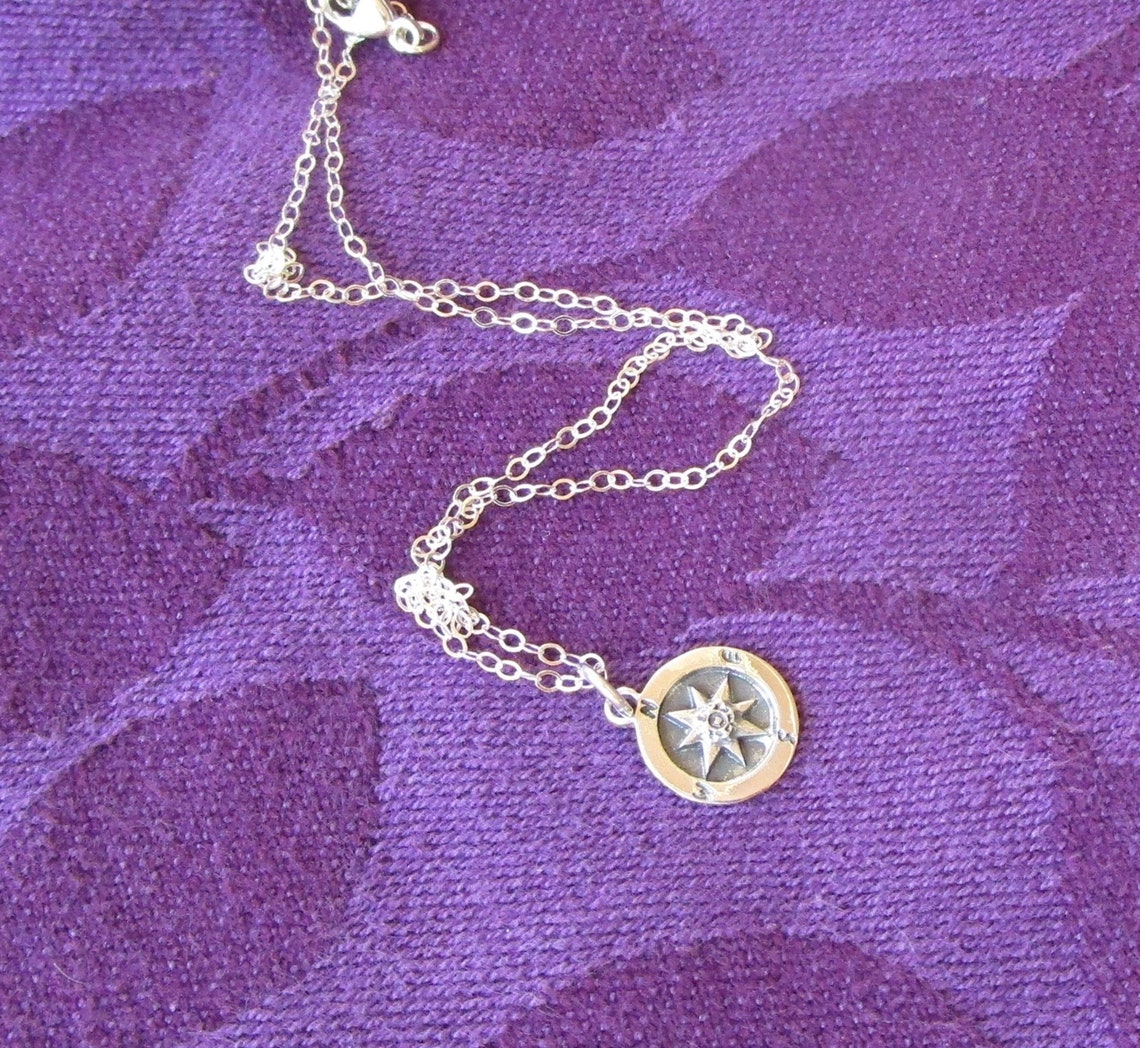 Graduation Tiny Compass Necklace Sterling Silver on Etsy