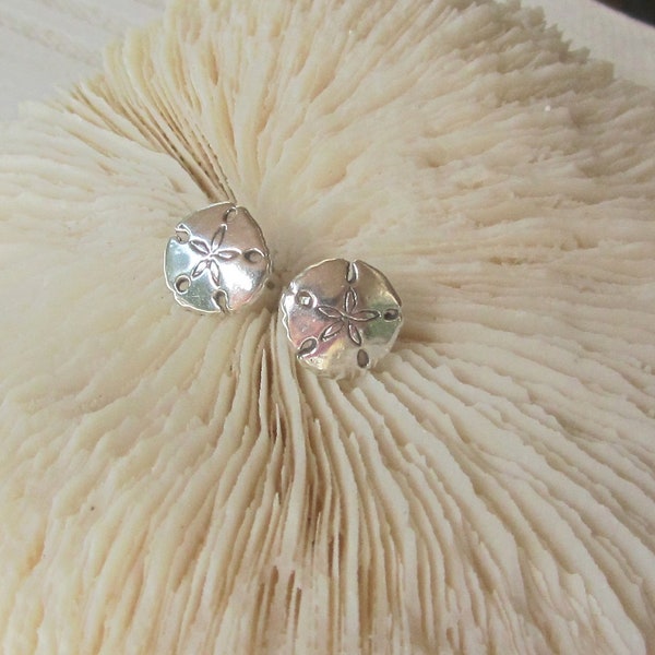 Tiny Sand Dollar Stud Earrings - Summery, Sterling Silver Sand Dollar Earrings on Posts, Children, Second Piercings, Cartilage