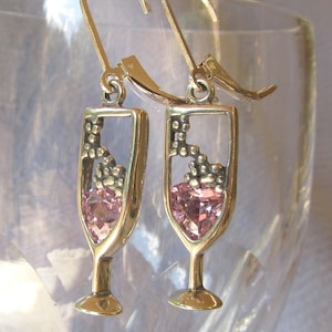 Rosa Champagner Sterling Silber Ohrringe: Cubic Zirkonia Brisuren