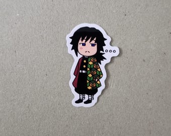 Giyu Demon Slayer Chibi Anime Stickers | Waterproof Vinyl Laptop Decals (2 inch)