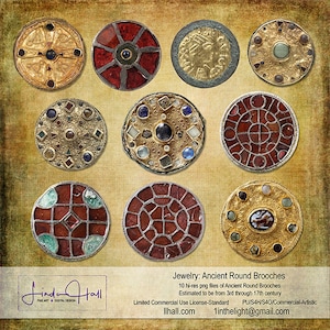 Digital Art - Ancient Round Brooches