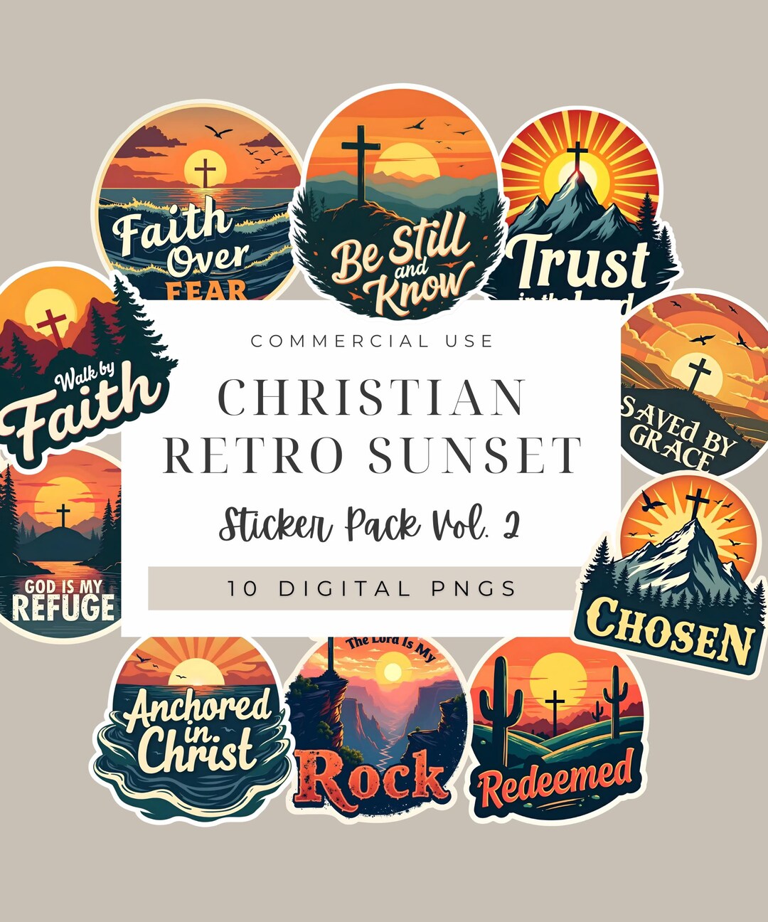 Christian Sticker PNG Bundle Vol 2 | Bible Verse PNG | Retro Faith ...