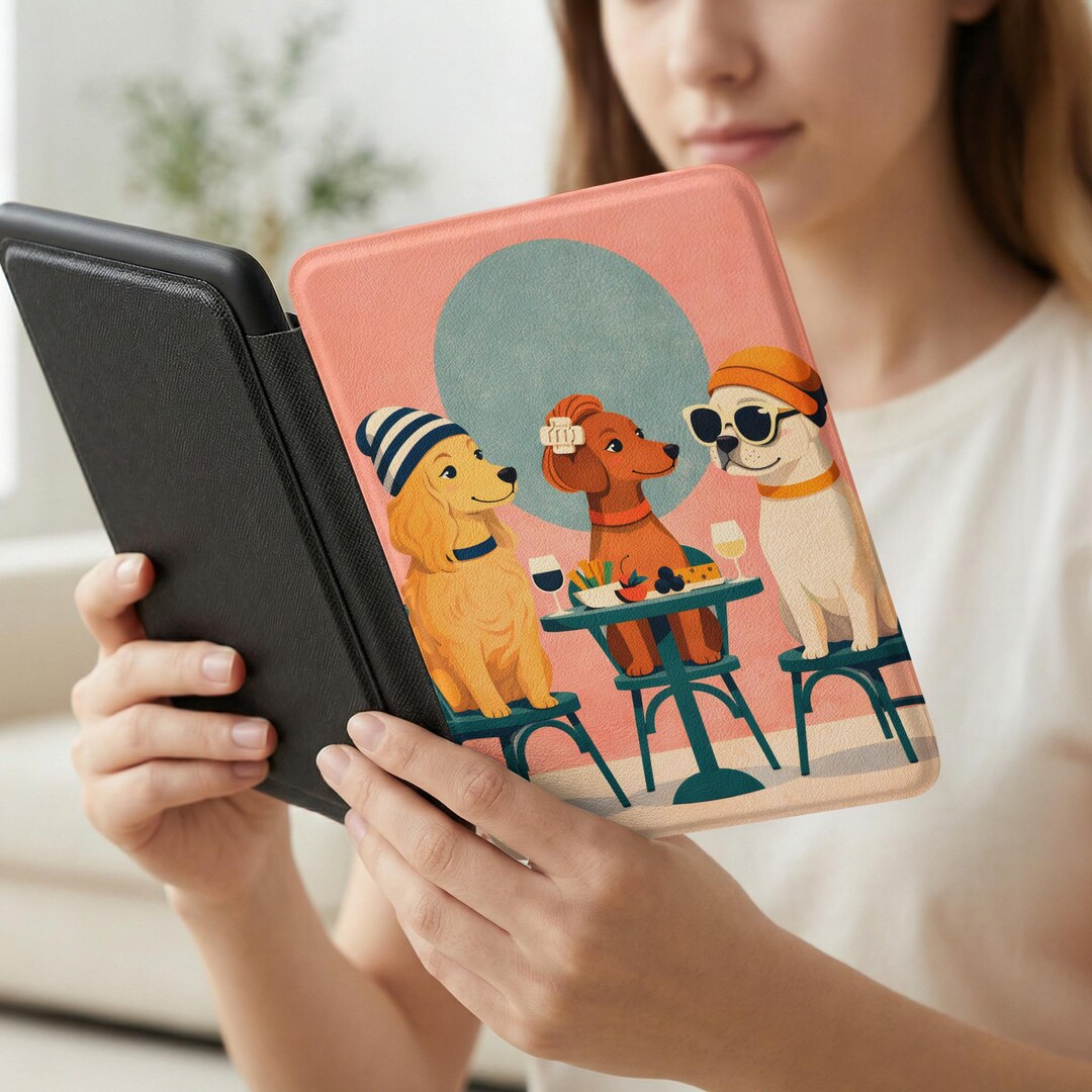 Kindle Paperwhite Case Dog Cafe Design | Cute Pet Lover Cover for ...