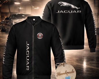 Giacca bomber da motorsport, regalo per appassionati di auto sportive Jaguar, streetwear vintage personalizzato, abbigliamento sportivo retrò personalizzato