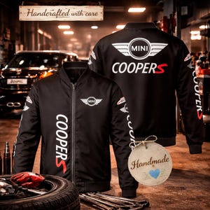 Motorsport Bomber Jacket Racing Gift for  Mini Cooper  S Sport Car fans Custom Vintage Streetwear, Personalized Retro Sportswear