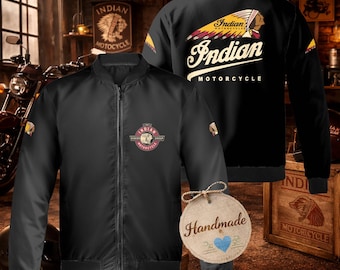 Motorsport Bomber Jacket Racing Gift for Indian Motorcycle  fans Custom Vintage Streetwear, Personalized Retro Sportswear