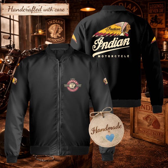 Motorsport Bomber Jacket Racing Gift for Indian Motorcycle  fans Custom Vintage Streetwear, Personalized Retro Sportswear
