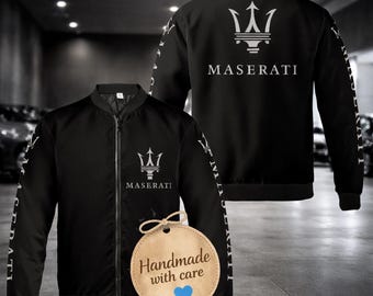 Giacca bomber da corsa VTG Maserati – Giacca antivento in stile vintage – Giacca da sport motoristici realizzata a mano – Regalo per amanti delle auto – Abbigliamento streetwear da uomo