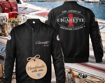 Vintage Cigarette Racing Team Bomber – Lightweight Windproof Streetwear – Offshore Racing Style – For True Racing Fans