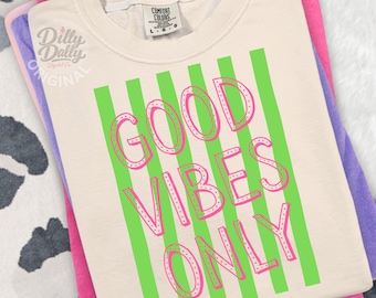 Good Vibes Only Neon Summer Shirt Design, Retro Shirt Graphic (Digital Download)