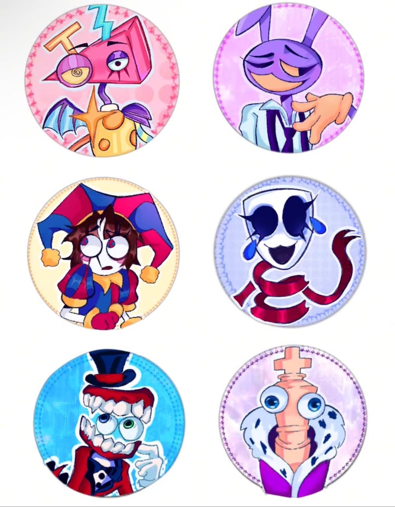 Gangle Button The Digital Circus Button Pins, Pomni, Jax, Zooble, Caine, Gangle - Etsy