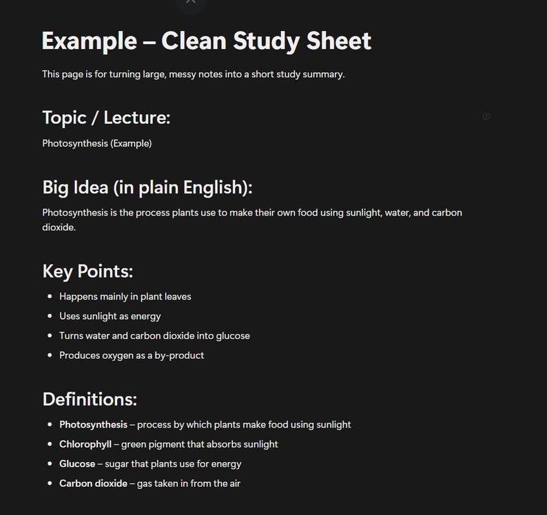 Science Messy Note Clean Study Sheet – Notion Template to Turn Messy Notes Into Clear ...