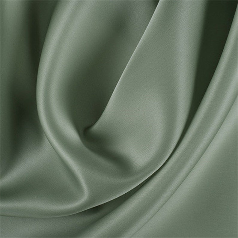 Dark Sage Silk Satin Organza Fabric By The Yard Etsy
