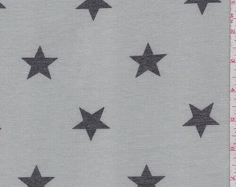 Sterling/Black Star Baby French Terry Knit, Fabric By The Yard