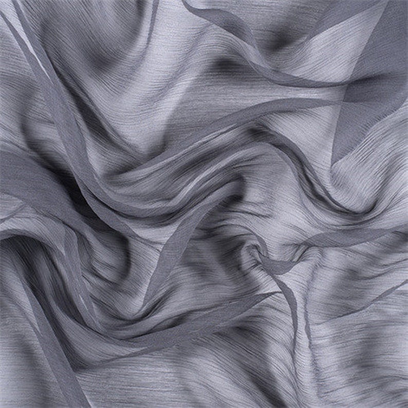 Gray Crinkled Silk Chiffon Fabric by the Yard - Etsy