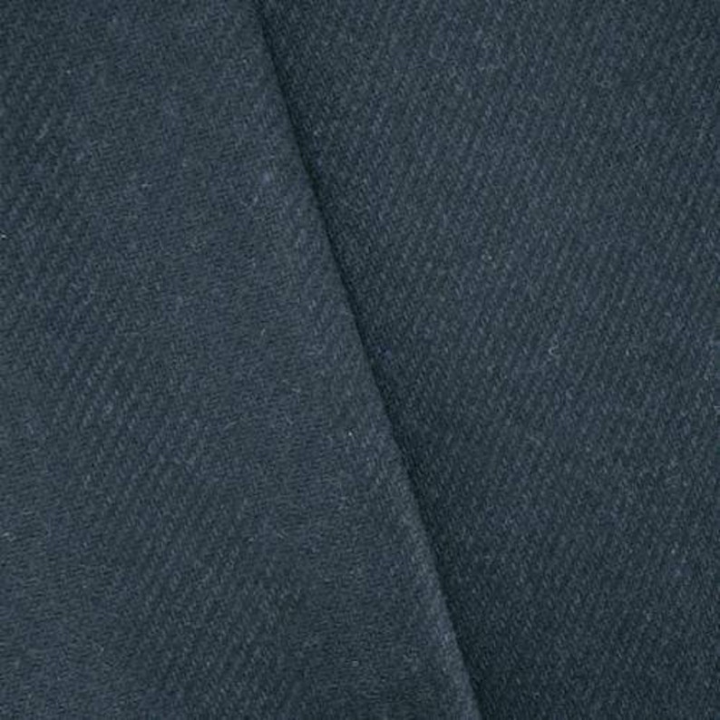 BlackDeep Navy Wool Blend Twill Jacketing Fabric By The Yard
