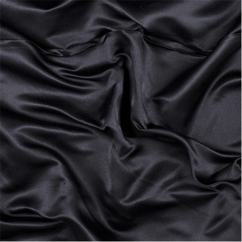 Black Silk Duchess Satin Fabric By The Yard Etsy