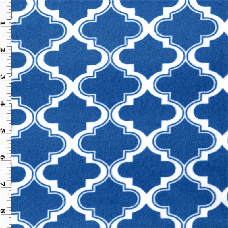 Blue Jay White Moroccan Minky Fabric By The Yard Etsy