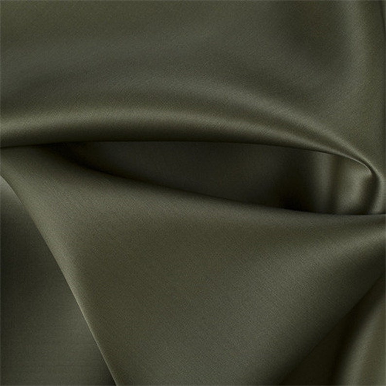 Olive Green Silk Satin Organza Fabric by the Yard Etsy