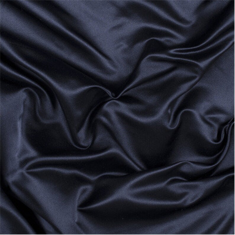 Navy Blue Silk Duchess Satin Fabric By The Yard Etsy