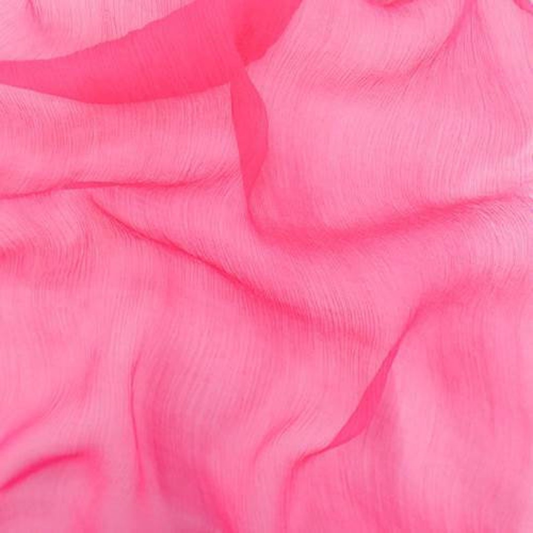 Bright Pink Silk Crinkle Chiffon Fabric by the Yard - Etsy
