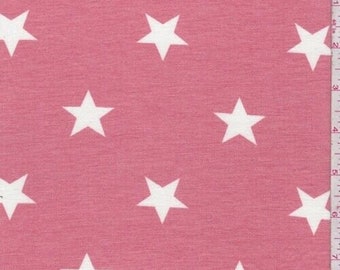 Brick Pink Star Baby French Terry Knit, Fabric By The Yard