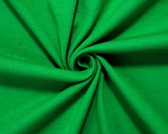 Green Organic Cotton Solid 1X1 Rib Knit Fabric