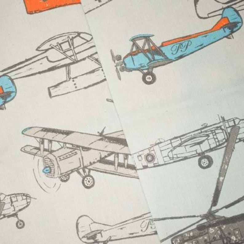 TealMulti Premier Aircraft Printed Canvas Decor Fabric Fabric By The Yard