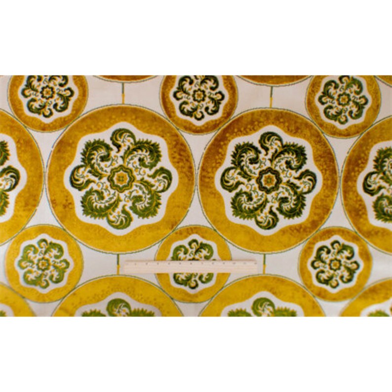 Fabric By The Yard MustardGreen Velvet Jacquard Decorating Fabric