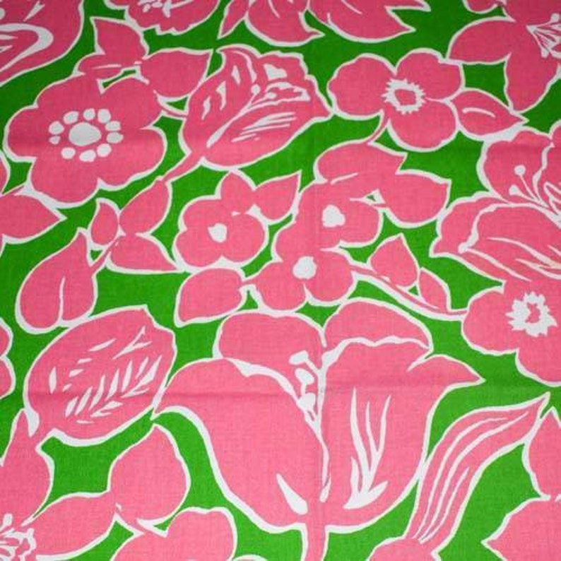 PinkGreenWhite Floral Printed Canvas Woven Decor Fabric Fabric By The Yard
