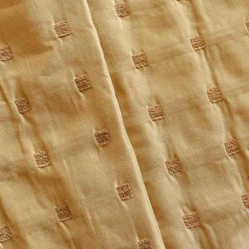 Fabric By The Yard Toasted Beige Square Chenille Woven Home Decorating Fabric