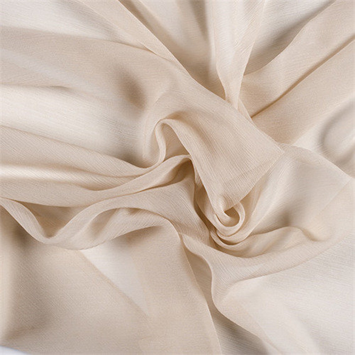 Beige Crinkled Silk Chiffon Fabric By The Yard Etsy