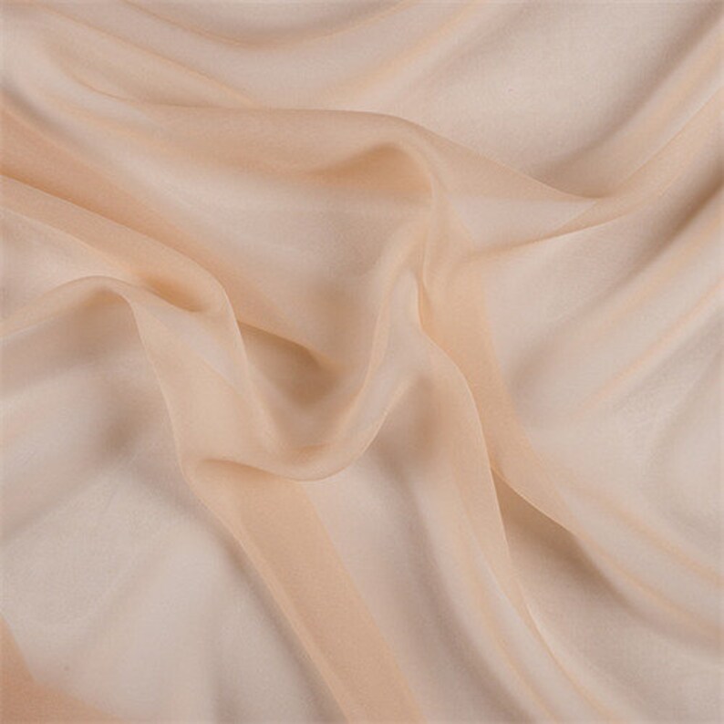 Peach Silk Chiffon Fabric By The Yard Etsy