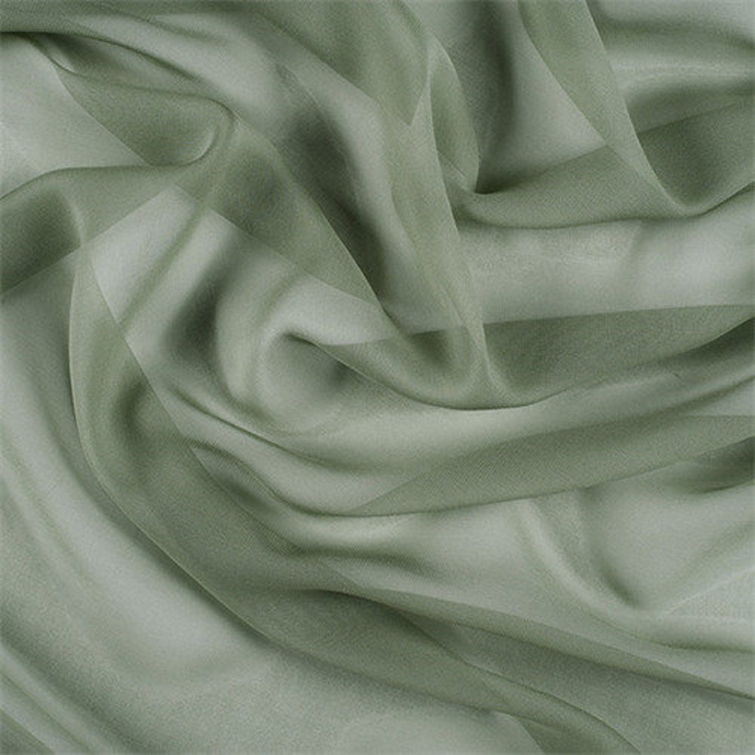 Dark Sage Wide Silk Chiffon Fabric by the Yard - Etsy