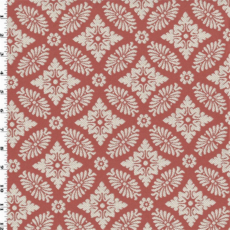 Fabric By The Yard Coral PinkIvory Double Jacquard Home Decorating Fabric