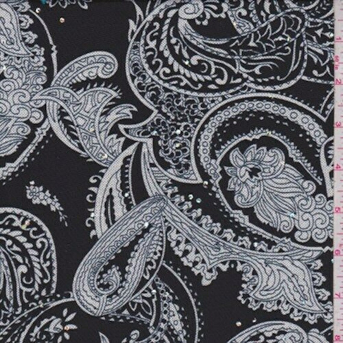 Black/white Paisley Nylon Knit Fabric by the Yard | Etsy