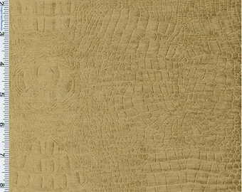 Antique Gold Crocodilian Embossed Chenille Upholstery Fabric, Fabric By The Yard